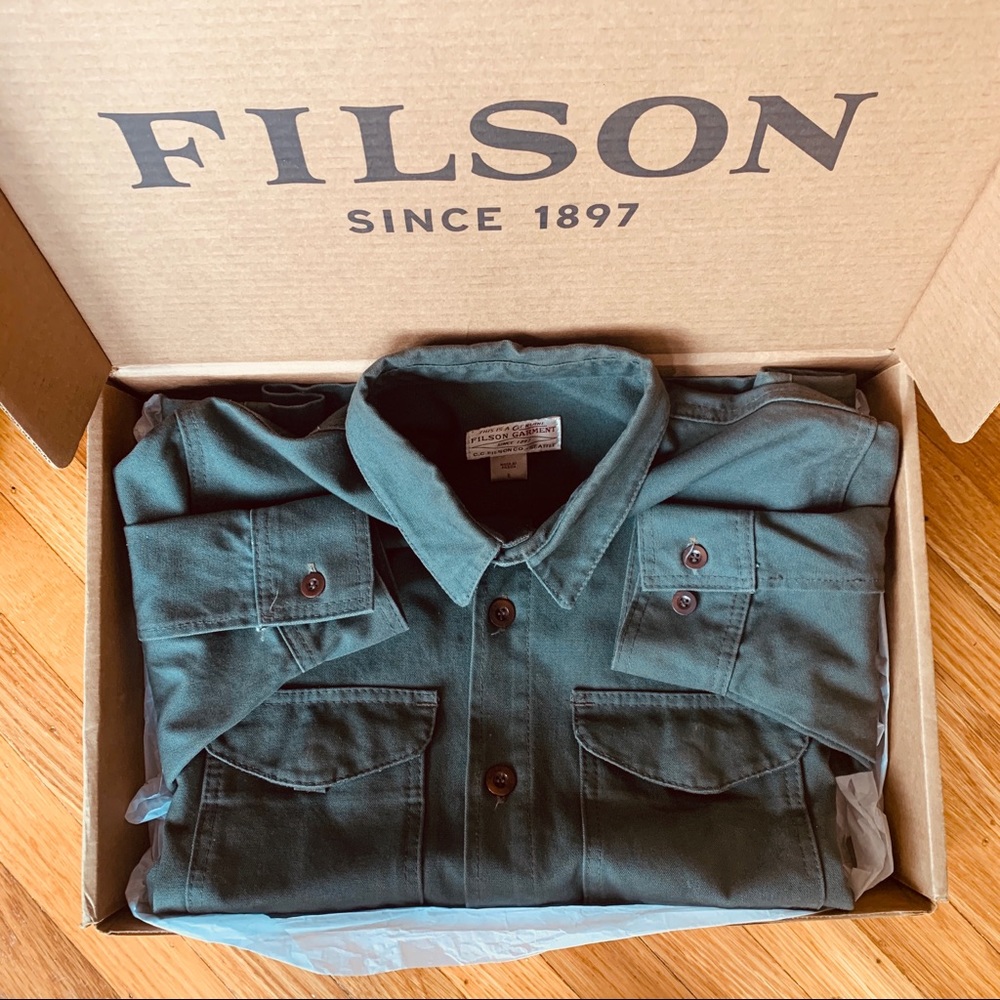 FILSON rare Tin Cloth Jac-Shirt Otter Green Small